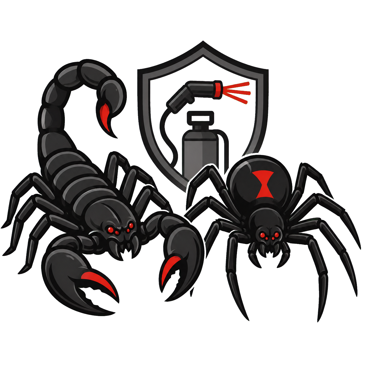 Escorpião e aranha com símbolo de controle profissional